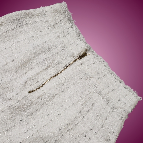 WALTER BAKER Dalia Tweed Mini Skirt 10 Elite Tweed Silver Metallic Gold Buttons - Picture 5 of 6